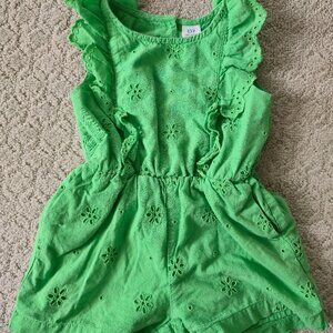 Baby Gap Bright Green Sleeveless Eyelet Romper Jumpsuit